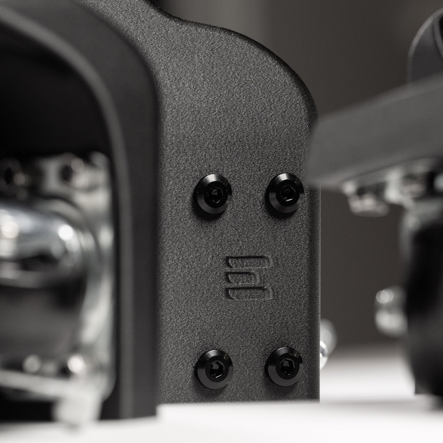 Close-up of carbon fiber plastic caster kit