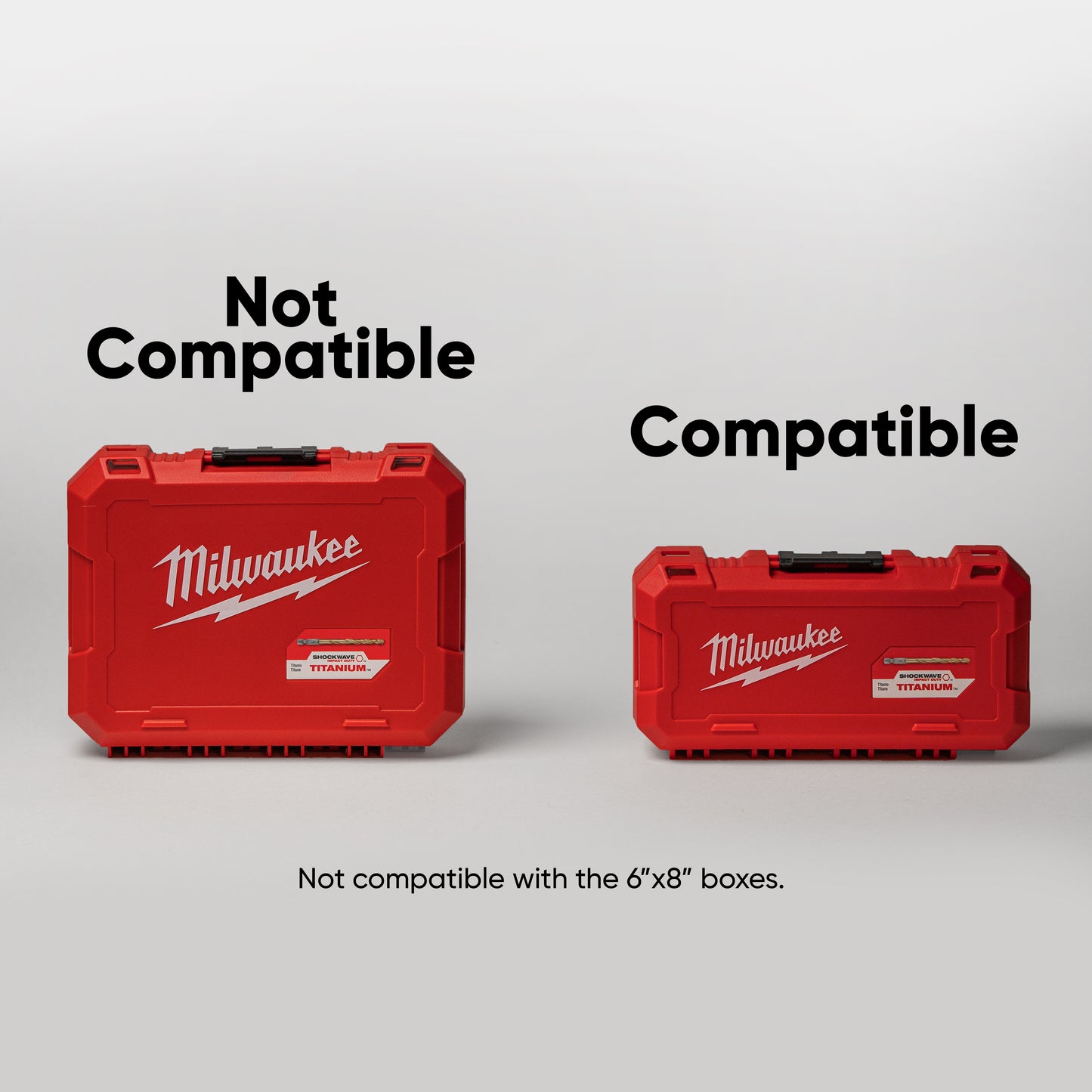 side-by-side comparison of Gen 1 and Gen 2 Milwaukee drill bit boxes