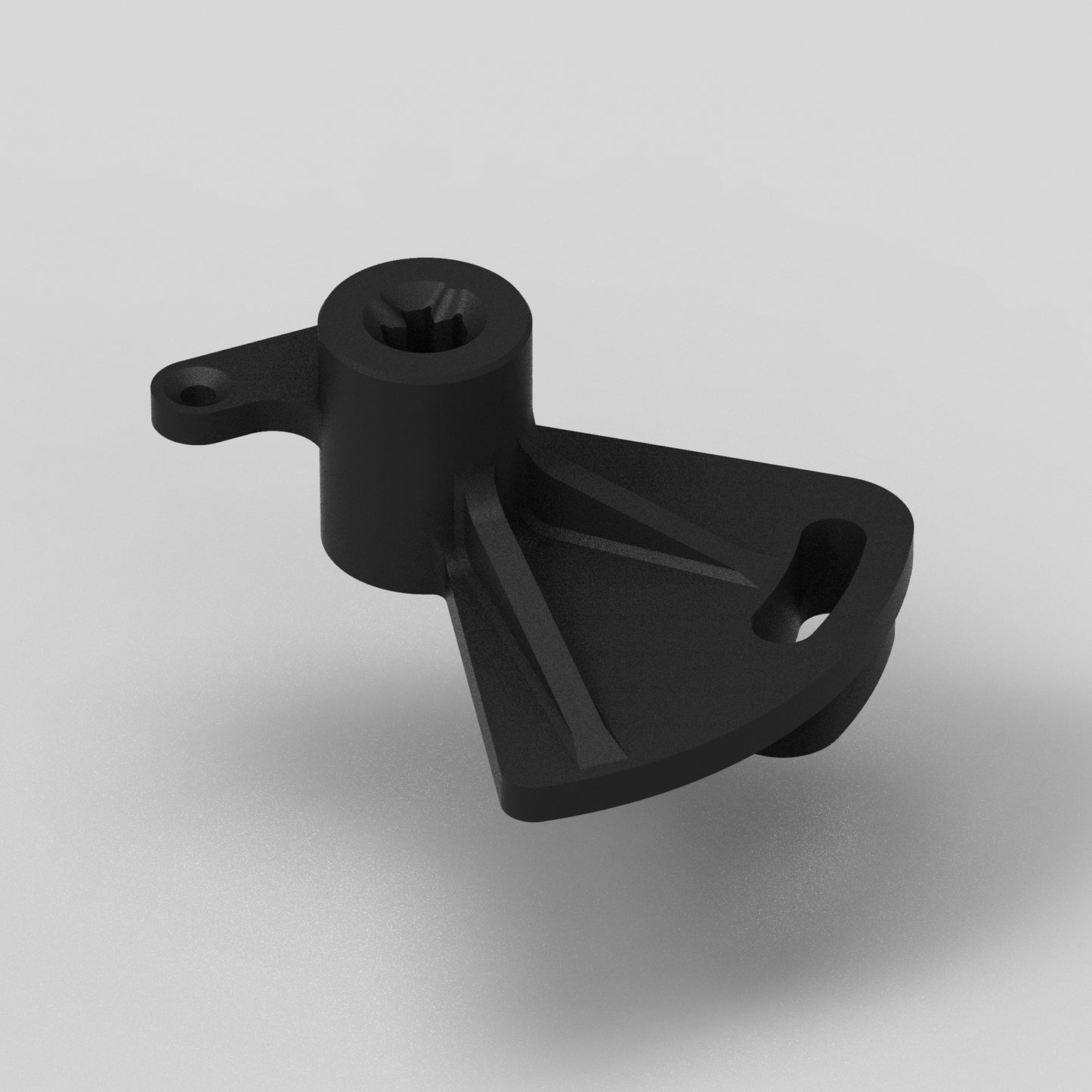 GE dishwasher drain solenoid valve arm shown from a front-angled view