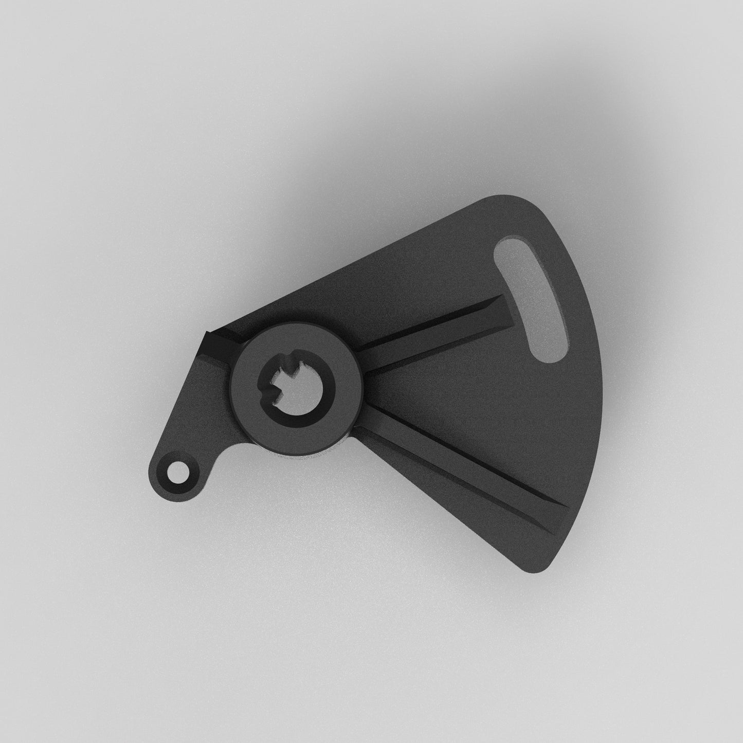 Top-down view of the GE drain solenoid valve arm displaying overall geometry