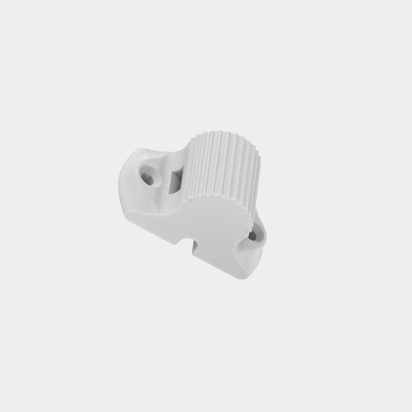 side view of white ubiquity antenna mount
