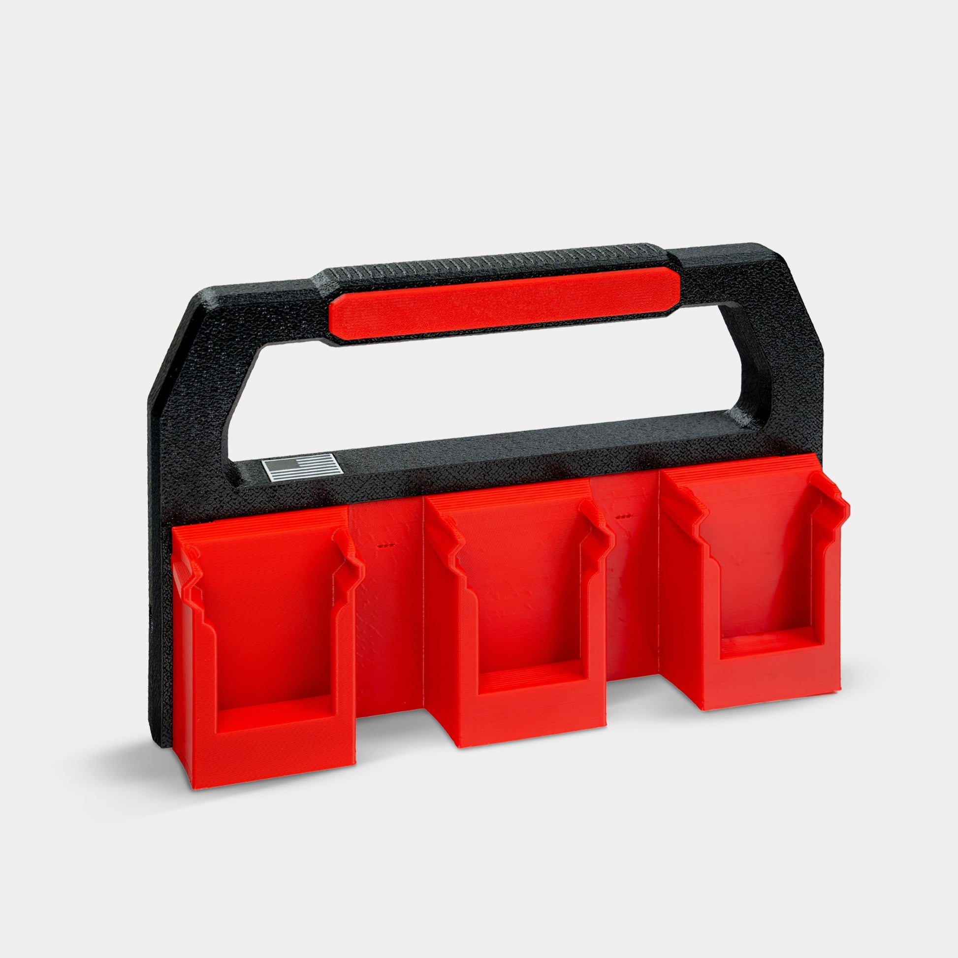 Milwaukee M18 battery charge pack holding six batteries with carry handle