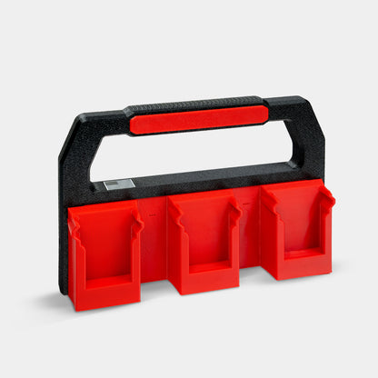Milwaukee M18 battery charge pack holding six batteries with carry handle