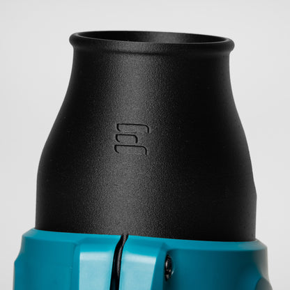 side view of Makita blower with replacement short nozzle installed